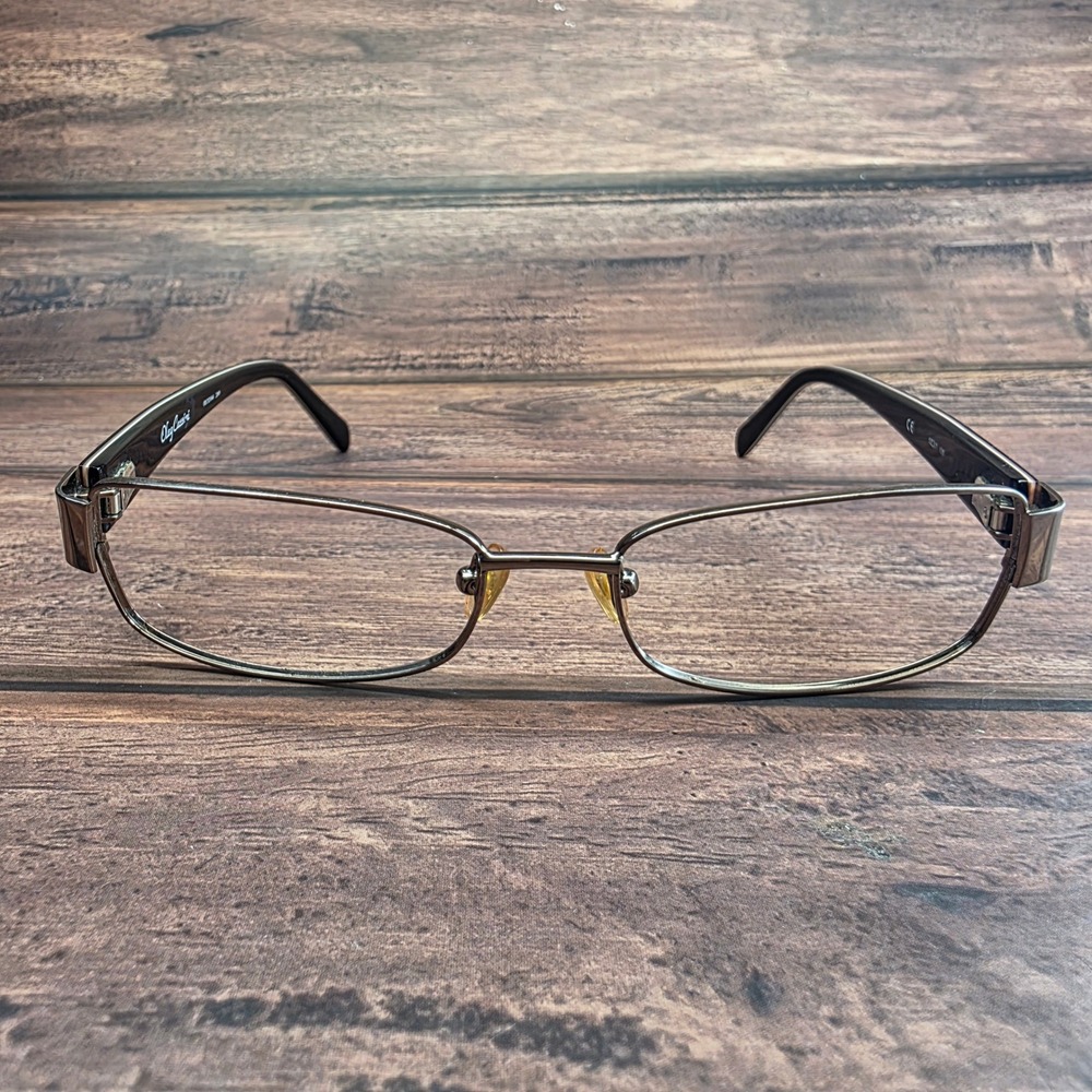 Oleg Cassini OC0344 249 Gunmetal Brown Floral Rectangular Eyeglasses 52-17-135
